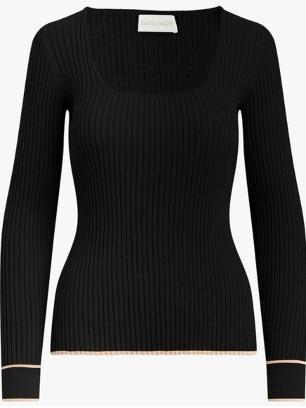 Favorite Daughter Black Ribbed Long-Sleeve Sweater
